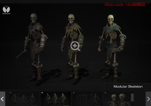 ue5虚幻引擎模块化骷髅是一套装扮骷髅军队的服装样本