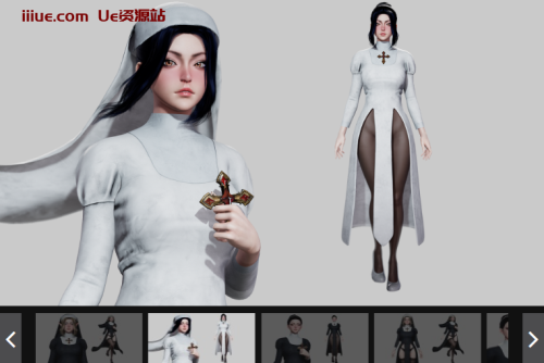 可爱的修女的3D模型。 操纵到史诗骨架。完全模块化，包括没有衣服的机身。包含不同的发型。